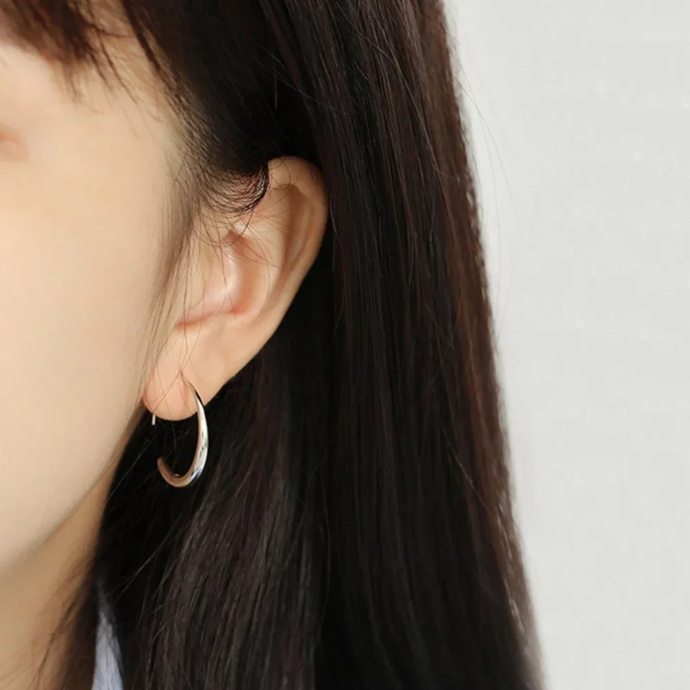 *NEW 925 Sterling Silver Round Open Hoop Earrings